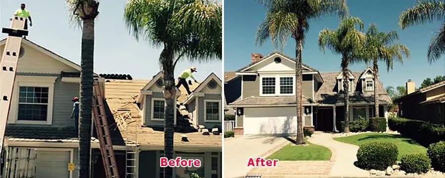 Jarco crew mid re-roof on an Inland Empire home